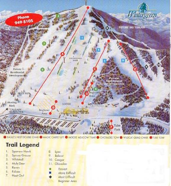 Trail map Wintergreen – Bragg Creek