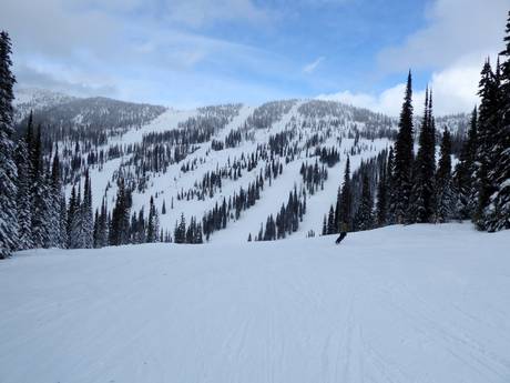 Selkirk Mountains: size of the ski resorts – Size Whitewater – Nelson