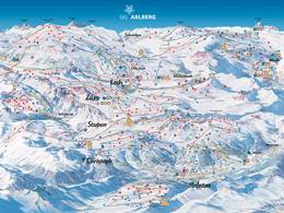 Trail map St. Anton/St. Christoph/Stuben/Lech/Zürs/Warth/Schröcken – Ski Arlberg