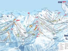 Trail map Les 3 Vallées – Val Thorens/Les Menuires/Méribel/Courchevel