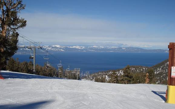 Skiing in Heavenly California Base