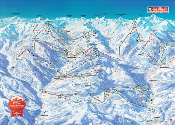 Trail map Saalbach Hinterglemm Leogang Fieberbrunn (Skicircus)