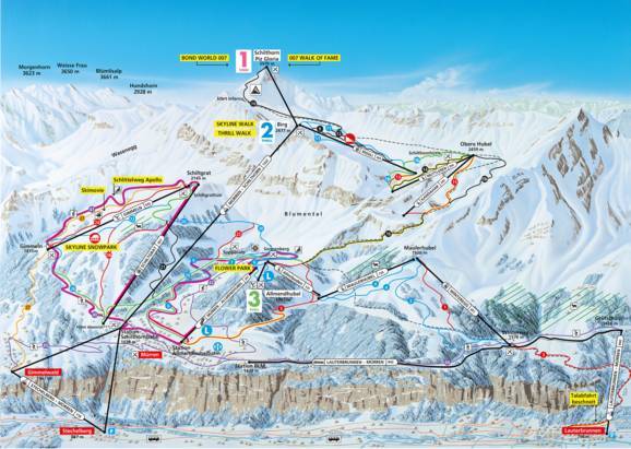 Trail map Schilthorn – Mürren/Lauterbrunnen