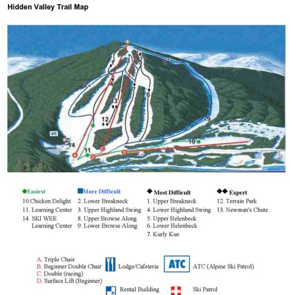 Hidden Valley Ski Resort Trail Map Trail Map Hidden Valley (Nj)