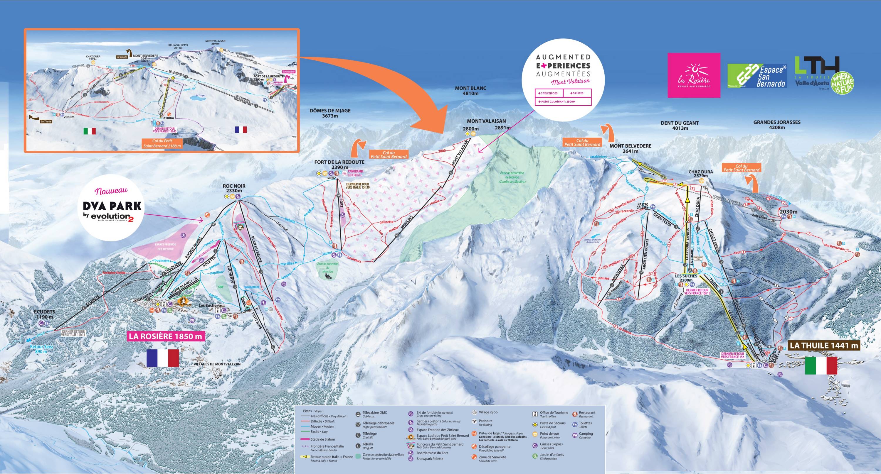 la thuile piste map Trail Map Espace San Bernardo La Rosiere La Thuile la thuile piste map