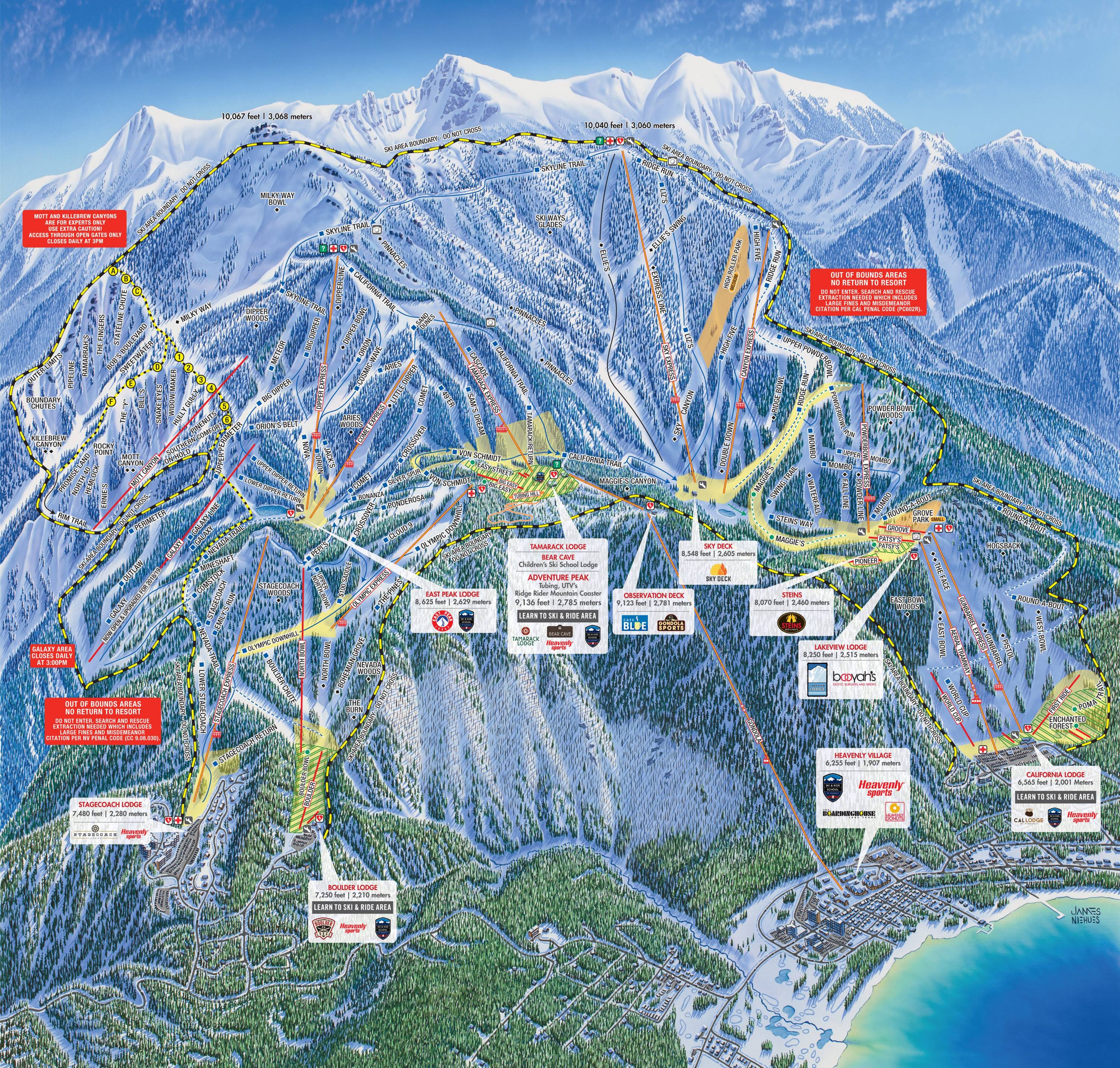 map of lake tahoe ski resorts Trail Map Heavenly map of lake tahoe ski resorts