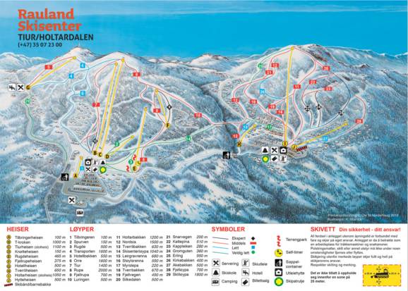 Trail Map Rauland Skisenter Holtardalen