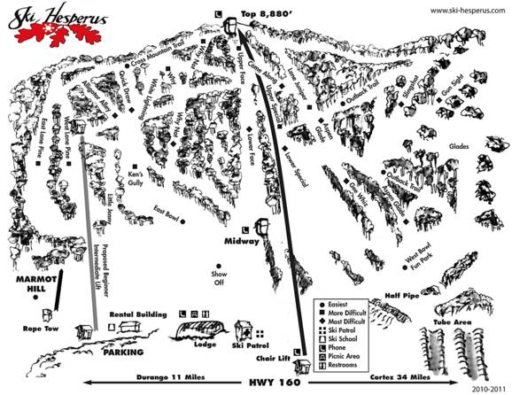 Hesperus Ski Area Map Trail Map Hesperus Ski Area