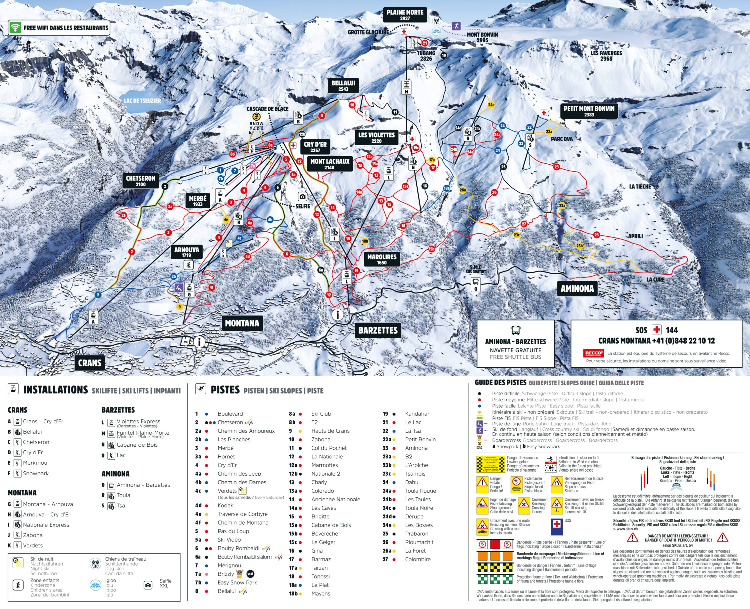 Crans Montana Ski Map Trail map Crans Montana