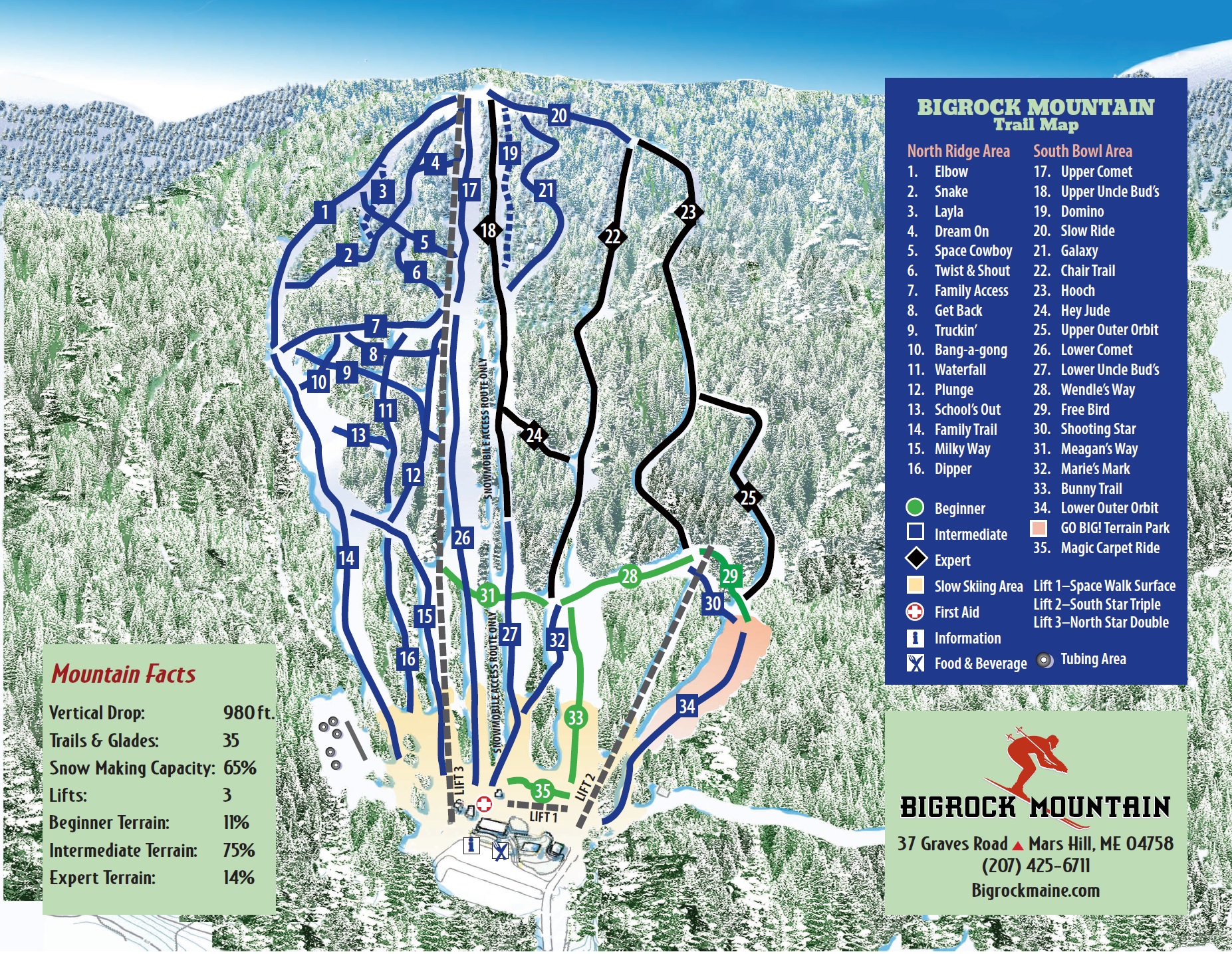 Mars Hill Maine Map Trail Map Bigrock Mountain