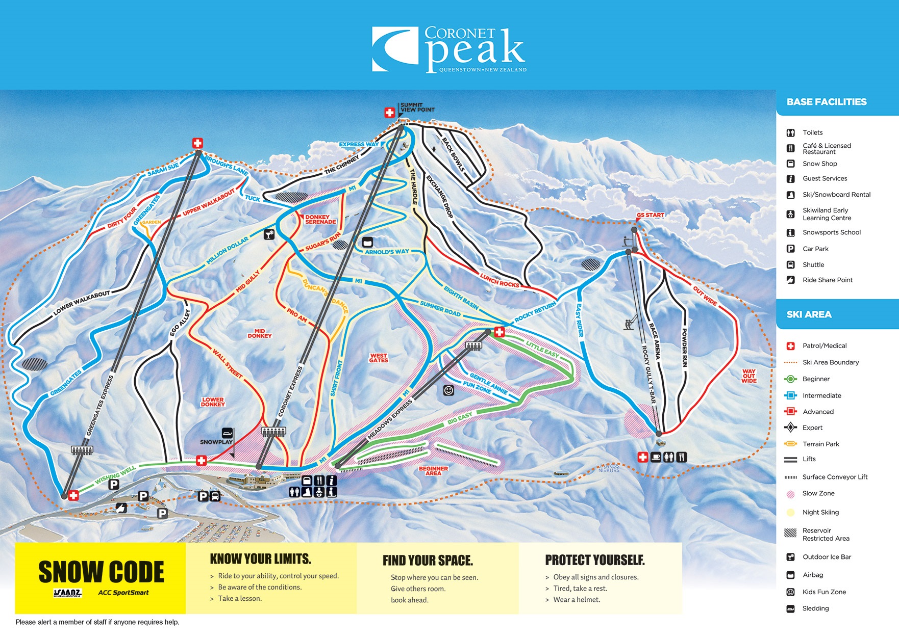 Coronet Peak Ski Map Trail Map Coronet Peak