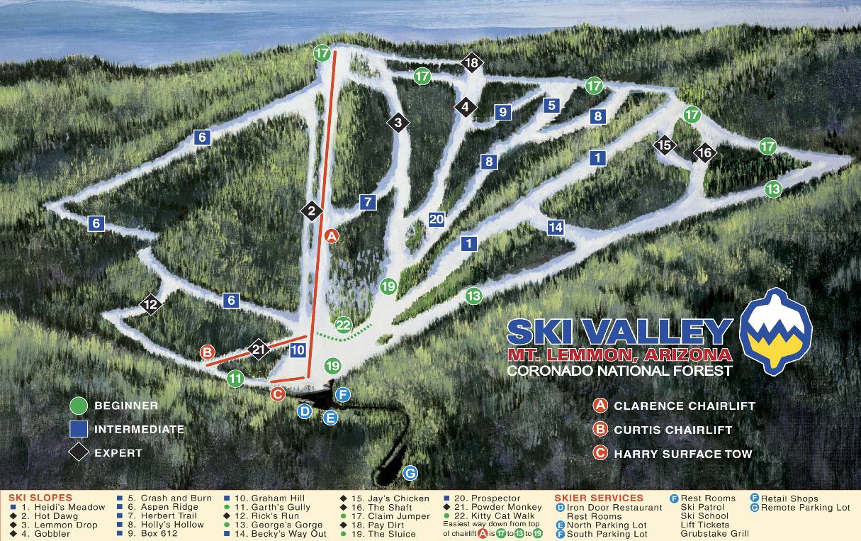 Mt Lemmon Ski Valley Trail Map Trail Map Mt. Lemmon Ski Valley