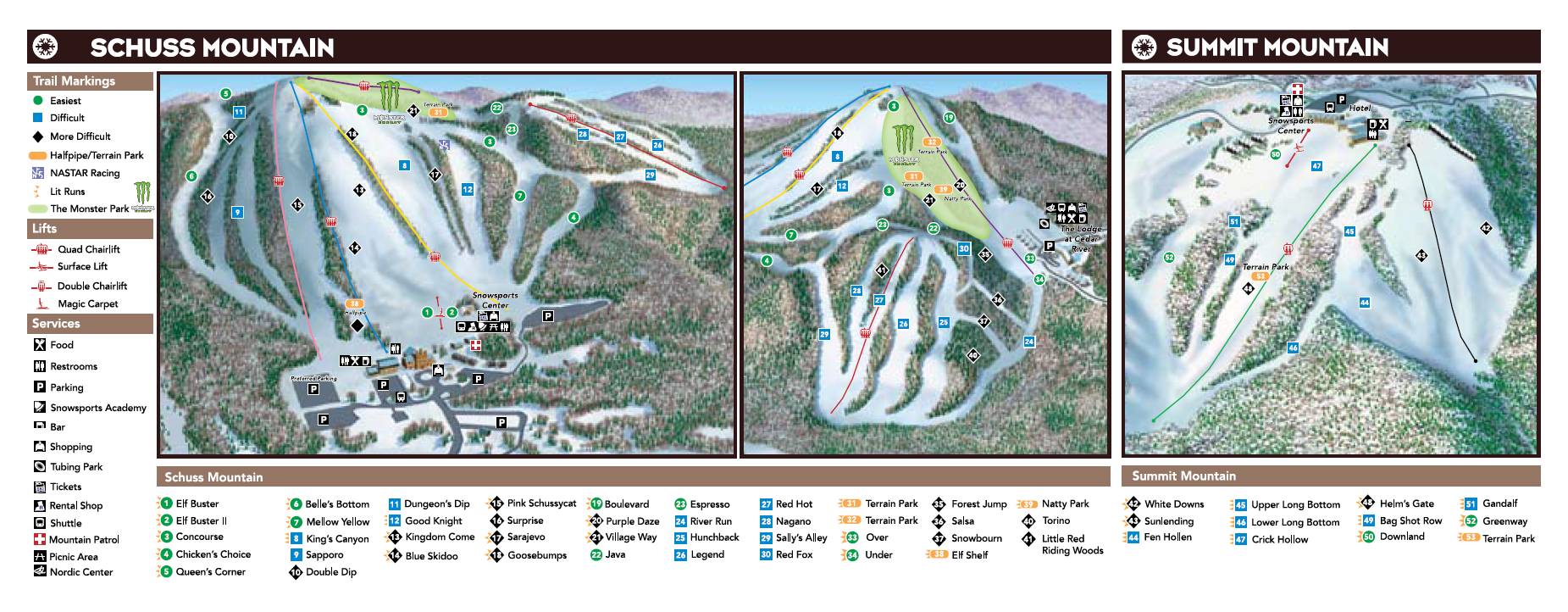 Schuss Mountain Trail Map Trail Map Shanty Creek Resorts – Summit Mountain