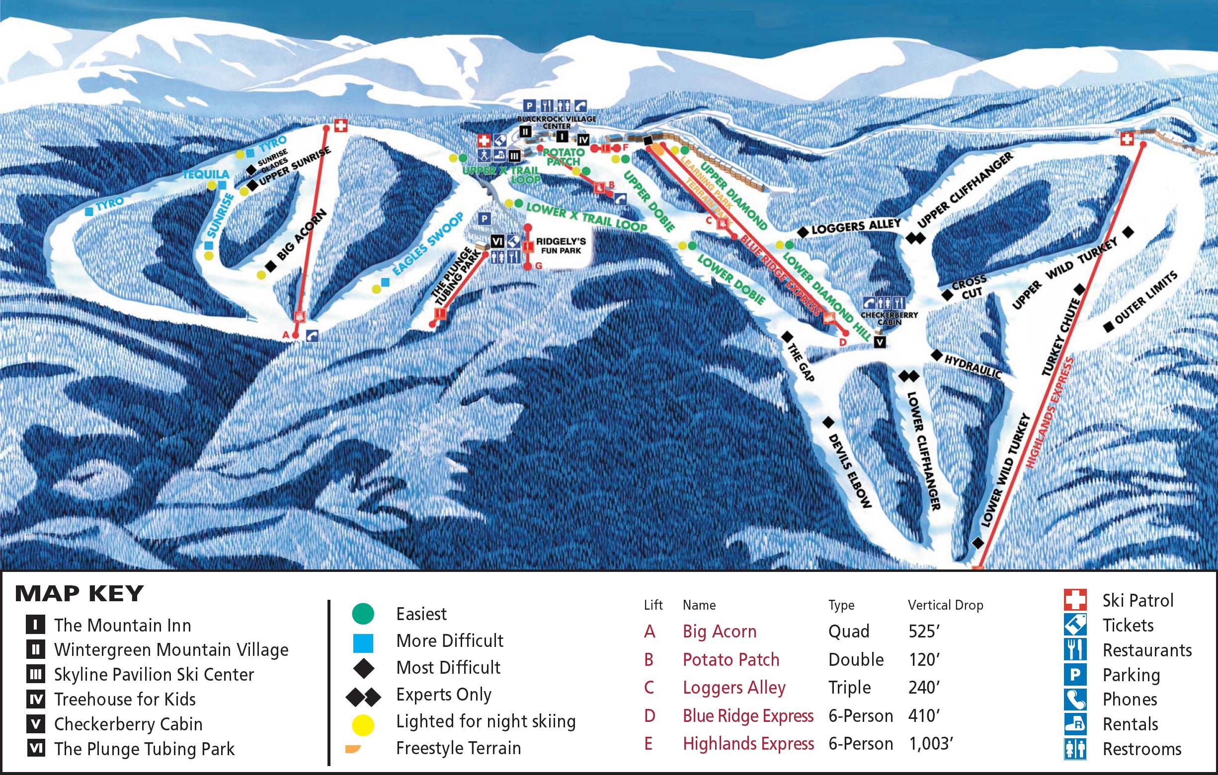 Wintergreen Resort Ski Map Trail Map Wintergreen Resort