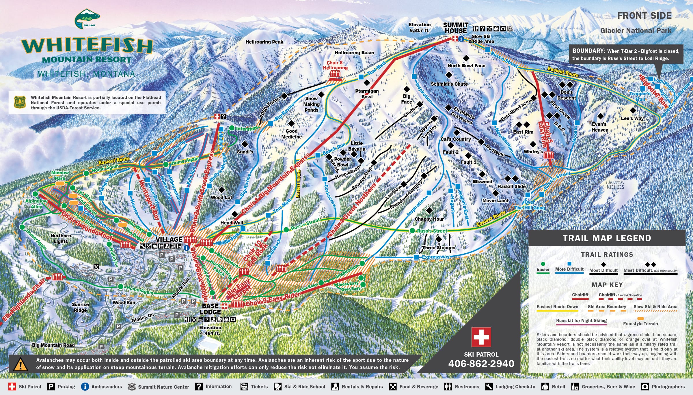 Map Of Whitefish Montana Area Trail Map Whitefish Mountain Resort